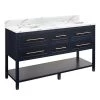 Best Sale ❤️ Signature Hardware Robertson 60 in. Floor Mount Vanity in Midnight Navy Blue, Hailstone White with White ✨ -Signature Hardware Shop Query 3418