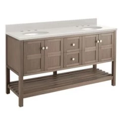 Discount βοΈ Signature Hardware Olsen 60 in. Floor Mount Vanity in Ash Brown π