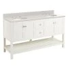 Best deal ⭐ Signature Hardware Olsen 60 in. Floor Mount Vanity in White 🎉 -Signature Hardware Shop Query 3426