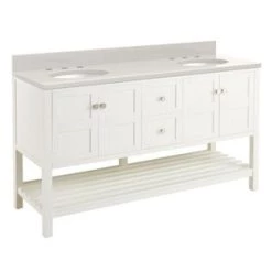Best deal ⭐ Signature Hardware Olsen 60 in. Floor Mount Vanity in White 🎉