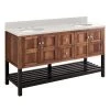 Brand new ✔️ Signature Hardware Olsen 60 in. Floor Mount Vanity in Pecan Brown with Black 🔔 -Signature Hardware Shop Query 3438
