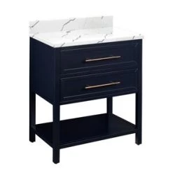 Best Sale 😀 Signature Hardware Robertson 30 in. Floor Mount Vanity in Midnight Navy Blue 🤩