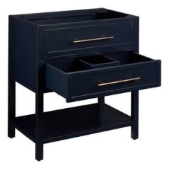 Best Sale 😀 Signature Hardware Robertson 30 in. Floor Mount Vanity in Midnight Navy Blue 🤩 -Signature Hardware Shop Query 3459