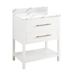 Best deal 🎉 Signature Hardware Robertson 30 in. Floor Mount Vanity in White 🔔