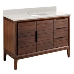 Outlet π€© Signature Hardware Aliso 48 in. Floor Mount Vanity in Java, Riverside Grey with White π