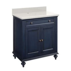 Discount 🛒 Signature Hardware Keller 30 in. Floor Mount Vanity in Vintage Navy Blue 🎉