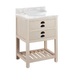Outlet 😀 Signature Hardware Ansel 24 in. Floor Mount Vanity in Whitewash Pine ✔️