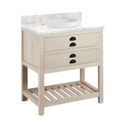 Outlet ❤️ Signature Hardware Ansel 30 in. Floor Mount Vanity in Whitewash Pine 🛒