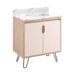 Best reviews of ⌛ Signature Hardware Millie 30-1/8 in. Floor Mount Vanity in Blush with Whitewash 🌟