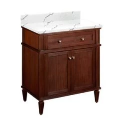 Cheap 🥰 Signature Hardware Elmdale 30 in. Floor Mount Vanity in Antique Brown 🎁