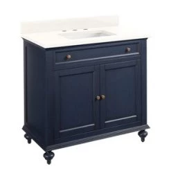Deals 🎉 Signature Hardware Keller 36-1/4 in. Floor Mount Vanity in Vintage Navy Blue 🧨