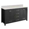 Discount 🔔 Signature Hardware Radke 60 in. Floor Mount Vanity in Black 🛒