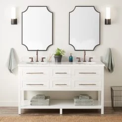 Deals 🌟 Signature Hardware Robertson 60 in. Floor Mount Vanity in White ✨