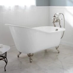 Best deal 😍 Signature Hardware Callaway 61 x 30 in. Freestanding Bathtub End Drain in White 🤩