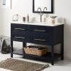 Wholesale ⌛ Signature Hardware Robertson 48 in. Floor Mount Vanity in Midnight Navy Blue with Arctic White 😀