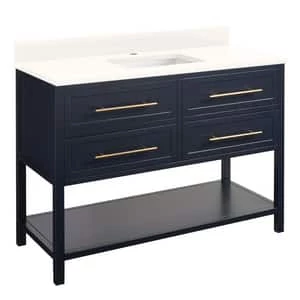Wholesale β Signature Hardware Robertson 48 in. Floor Mount Vanity in Midnight Navy Blue with Arctic White π 4 Wholesale β Signature Hardware Robertson 48 in. Floor Mount Vanity in Midnight Navy Blue with Arctic White π - Image 2