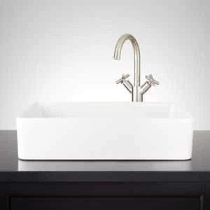 Cheap โญ Signature Hardware Hibiscus 20 x 14 in. Rectangular Fireclay Vessel Bathroom Sink in White ๐ 7 Cheap โญ Signature Hardware Hibiscus 20 x 14 in. Rectangular Fireclay Vessel Bathroom Sink in White ๐ - Image 5