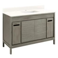Coupon π Signature Hardware Becker 48 in. Floor Mount Vanity in Grey Wash π