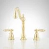 Promo 😍 Signature Hardware Victorian Two Handle Widespread Bathroom Sink Faucet in Polished Brass ✨