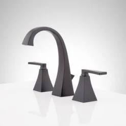 Brand new 😍 Signature Hardware Vilamonte Two Handle Widespread Bathroom Sink Faucet in Matte Black 👏 -Signature Hardware Shop Query 3768