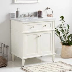 Cheapest 🤩 Signature Hardware Elmdale 30 in. Floor Mount Vanity in White 🎉