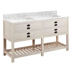 Outlet π Signature Hardware Ansel 60 in. Floor Mount Vanity in Whitewash Pine π 3 Outlet π Signature Hardware Ansel 60 in. Floor Mount Vanity in Whitewash Pine π