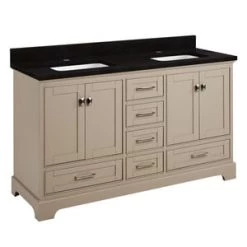 Budget 🎁 Signature Hardware Quen 59-1/4 in. Floor Mount Vanity in Taupe 🧨