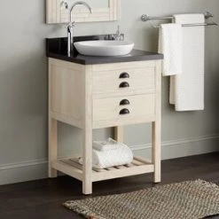 Cheapest 🌟 Signature Hardware Ansel 24 in. Floor Mount Vanity in Whitewash Pine 🔔