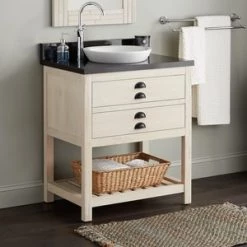 Hot Sale 😍 Signature Hardware Ansel 30 in. Floor Mount Vanity in Whitewash Pine 🤩