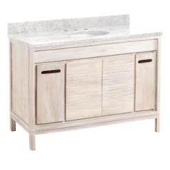Best deal 🎁 Signature Hardware Becker 48 in. Floor Mount Vanity in Whitewash 😍