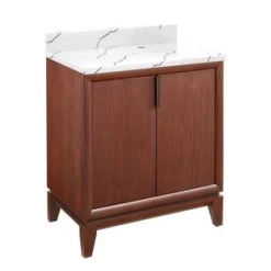 Cheapest 🥰 Signature Hardware Talyn 30 in. Floor Mount Vanity in Light Walnut ✔️
