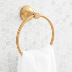 Budget ⭐ Signature Hardware Lentz Round Closed Towel Ring in Brushed Gold ✔️