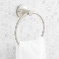 Best Pirce ⌛ Signature Hardware Lentz Round Closed Towel Ring in Brushed Nickel ✨