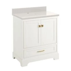 New 😍 Signature Hardware Quen 29-3/4 in. Floor Mount Vanity in White 🎁