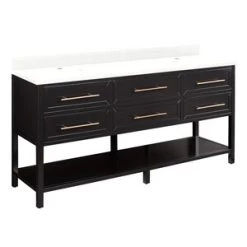 Coupon π₯° Signature Hardware Robertson 72 in. Floor Mount Vanity in Black π