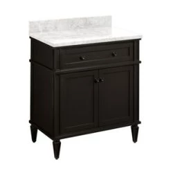 Best Pirce 🧨 Signature Hardware Elmdale 30 in. Floor Mount Vanity in Charcoal Black 🥰