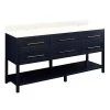Promo 😉 Signature Hardware Robertson 72 in. Floor Mount Vanity in Midnight Navy Blue ⌛