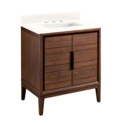 Buy π Signature Hardware Aliso 30 in. Floor Mount Vanity in Java, Arctic White with White β¨