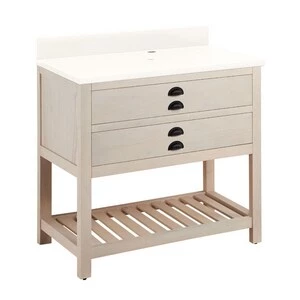 Hot Sale π Signature Hardware Ansel 36 in. Floor Mount Vanity in Whitewash Pine π 3 Hot Sale π Signature Hardware Ansel 36 in. Floor Mount Vanity in Whitewash Pine π