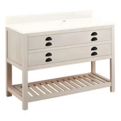 Best Pirce 😀 Signature Hardware Ansel 48 in. Floor Mount Vanity in Whitewash Pine 🛒