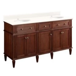 Outlet ✔️ Signature Hardware Elmdale 60-1/8 in. Floor Mount Vanity in Antique Brown 👍
