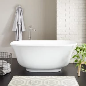 Budget π Signature Hardware Lindsey 67 x 31-1/4 in. Freestanding Bathtub with Center Drain in White β 6 Budget π Signature Hardware Lindsey 67 x 31-1/4 in. Freestanding Bathtub with Center Drain in White β - Image 4