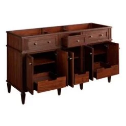 Outlet ✔️ Signature Hardware Elmdale 60-1/8 in. Floor Mount Vanity in Antique Brown 👍 -Signature Hardware Shop Query 4191