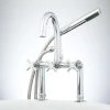 Coupon 🎉 Signature Hardware Sebastian Three Handle Roman Tub Faucet in Chrome ⌛