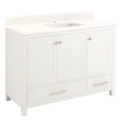 Best Pirce ⭐ Signature Hardware Radke 48 in. Floor Mount Vanity in White ❤️
