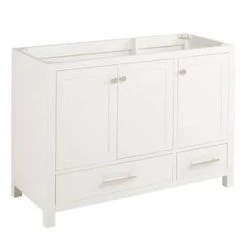 Best Pirce ⭐ Signature Hardware Radke 48 in. Floor Mount Vanity in White ❤️ -Signature Hardware Shop Query 4222