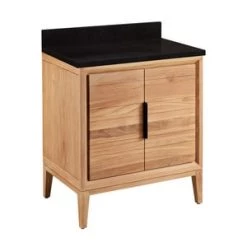Cheap 👍 Signature Hardware Aliso 30 in. Floor Mount Vanity in Natural Teak, Carrara with White 😀
