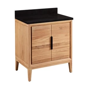 Cheap π Signature Hardware Aliso 30 in. Floor Mount Vanity in Natural Teak, Carrara with White π 3 Cheap π Signature Hardware Aliso 30 in. Floor Mount Vanity in Natural Teak, Carrara with White π
