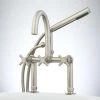 Deals 🛒 Signature Hardware Sebastian Three Handle Roman Tub Faucet in Brushed Nickel 😀 -Signature Hardware Shop Query 423