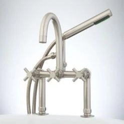 Deals 🛒 Signature Hardware Sebastian Three Handle Roman Tub Faucet in Brushed Nickel 😀